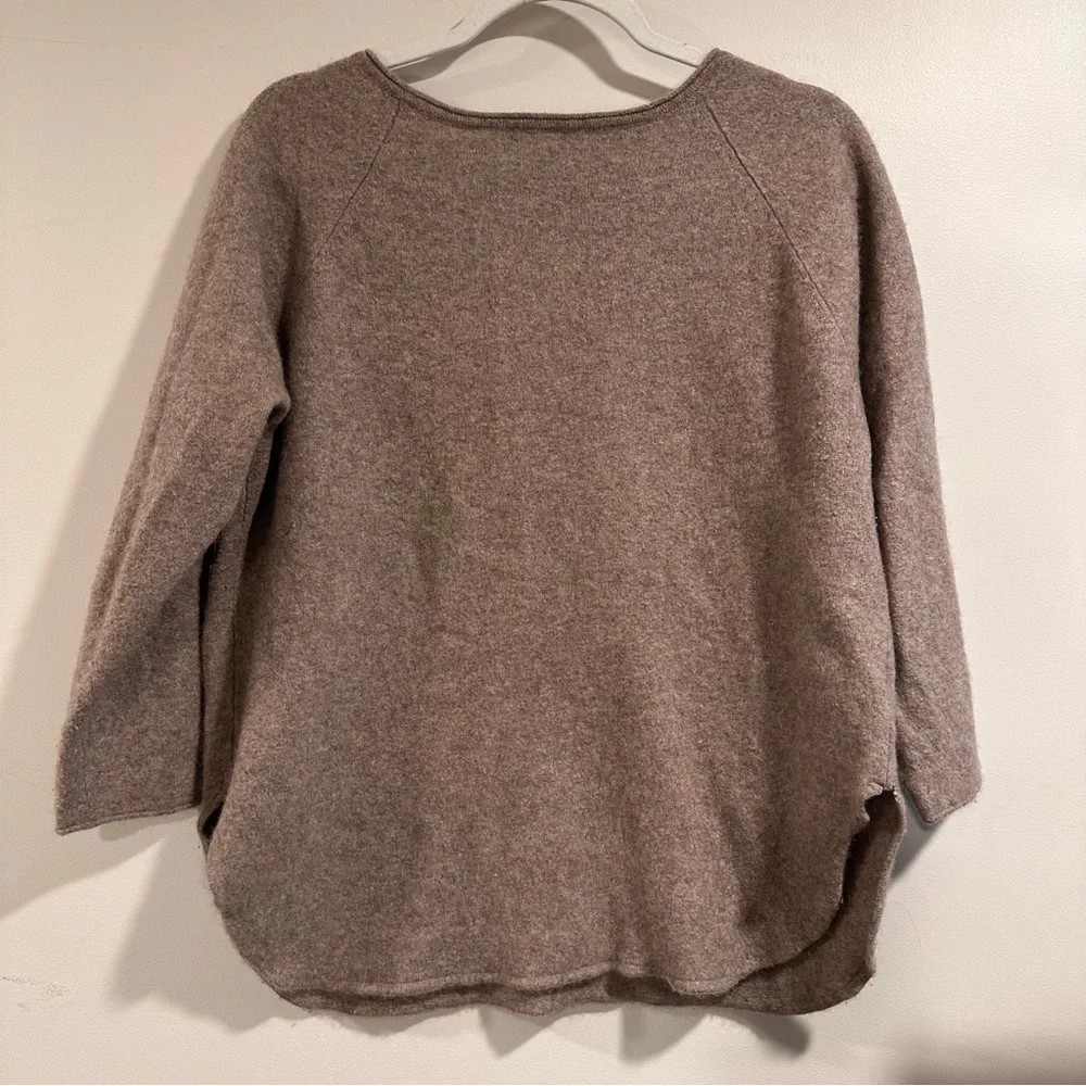 Lusso 100% cashmere Boatneck Sweater in Medium Brown XXL Round Hem Mid Sleeves - Picture 5 of 16